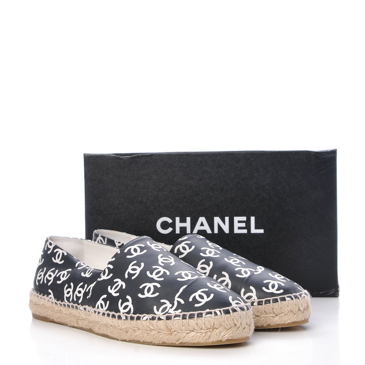 Lambskin Printed CC Espadrilles 40 Black White