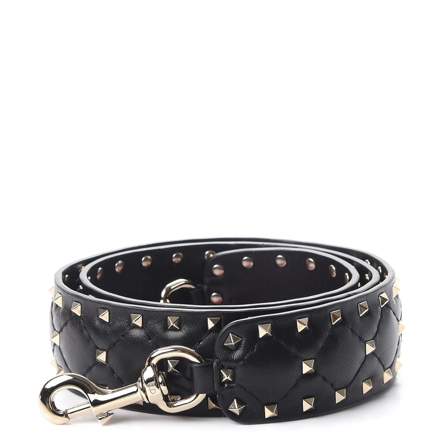 Lambskin Rockstud Spike Shoulder Strap Black