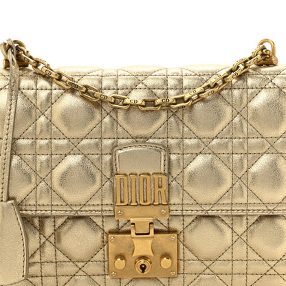 Christian Dior Metallic Lambskin Cannage Large Dioraddict Flap Bag Gold 8 of 10