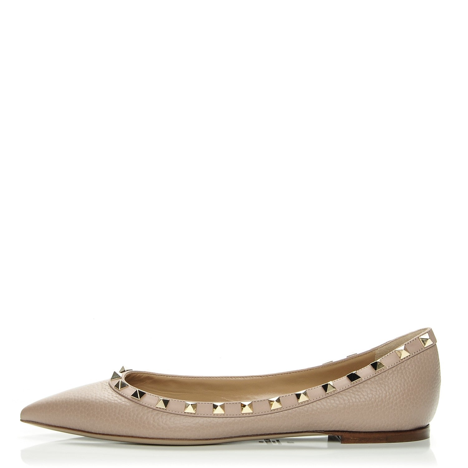 Valentino Garavani Pebbled Calfskin Rockstud Ballerina Flats 39 Poudre 1 of 6