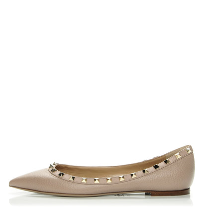 Valentino Garavani Pebbled Calfskin Rockstud Ballerina Flats 39 Poudre 1 of 6