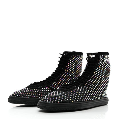 Saint Laurent Mesh Crystal Mid Top Sneakers 37 Black 3 of 9