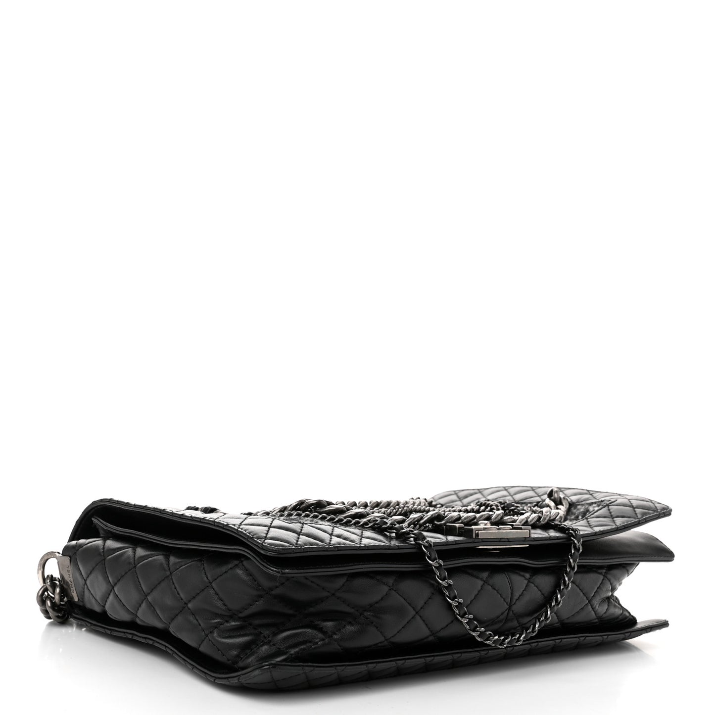 Calfskin Tweed Enchained XL Boy Flap Black