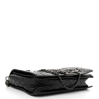 Chanel Calfskin Tweed Enchained XL Boy Flap Black 4 of 10