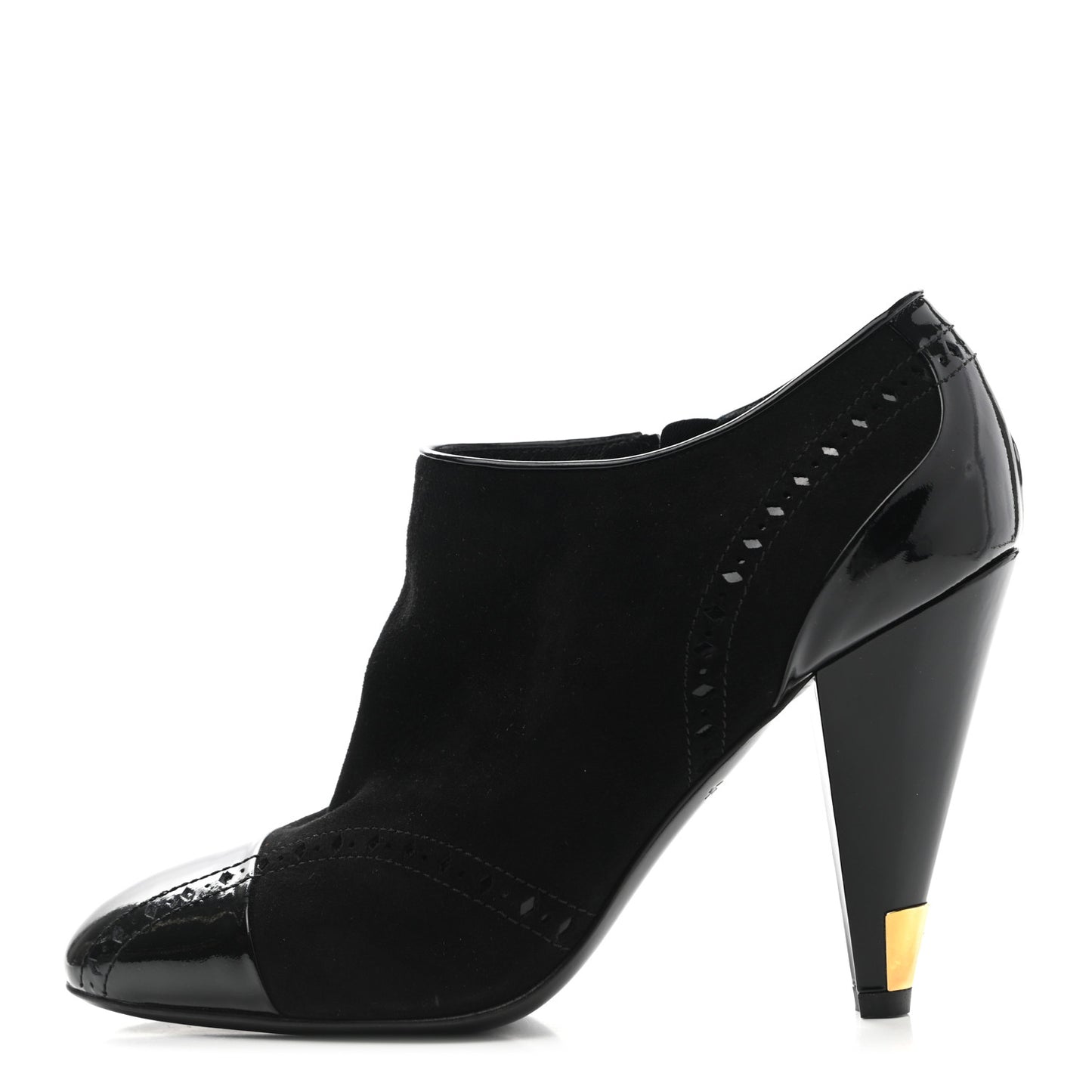 Patent Suede Cap Toe Mia Low Boots 38.5 Black