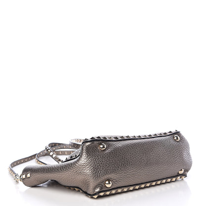 Valentino Garavani Metallic Alce Printed Calfskin Small Rockstud Tote Sasso 4 of 12
