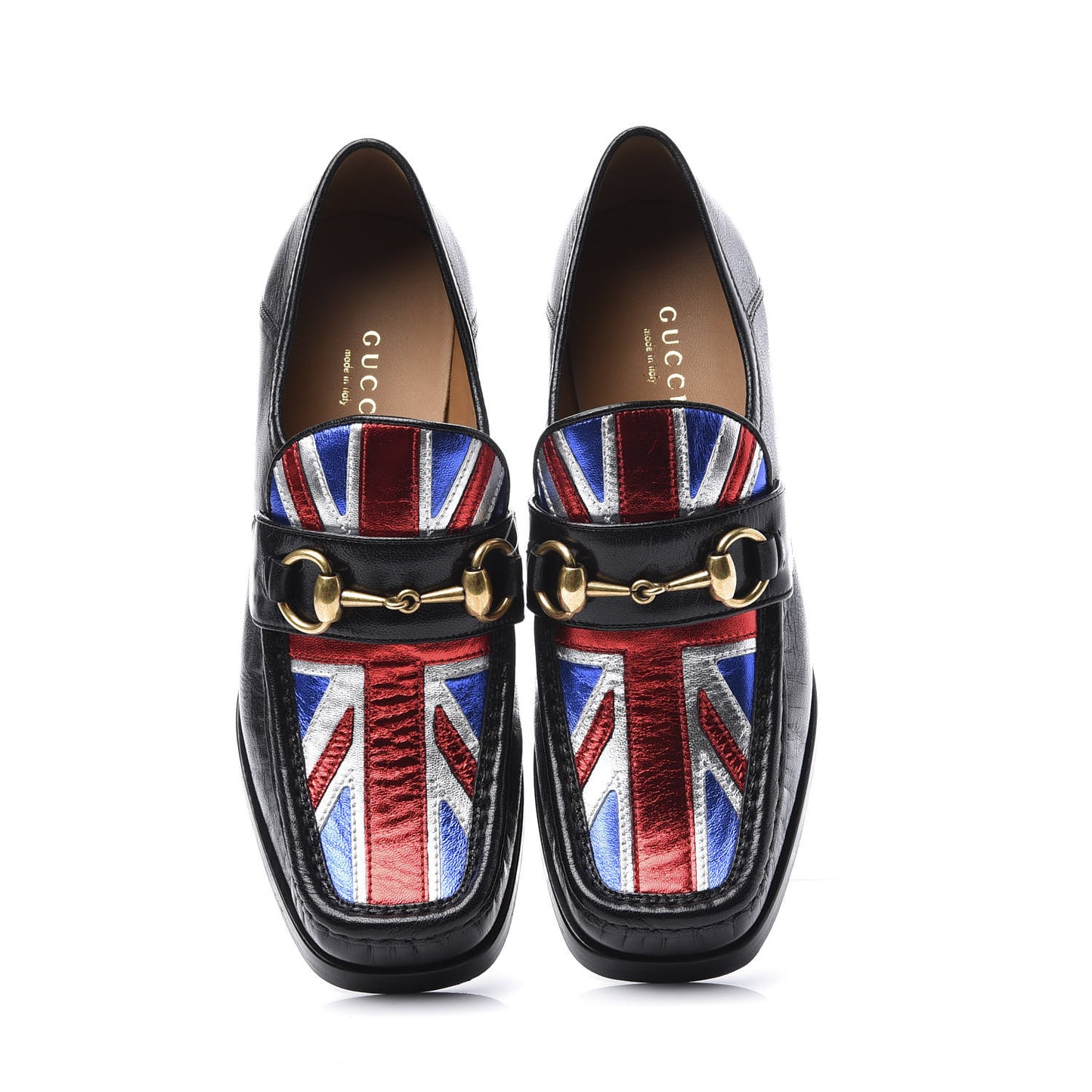 Lambskin Union Jack Horsebit Loafer Pumps 35.5 Black