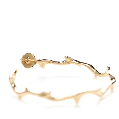 Christian Dior 18K Yellow Gold Large Bois de Rose Hoop Earrings 4 of 5