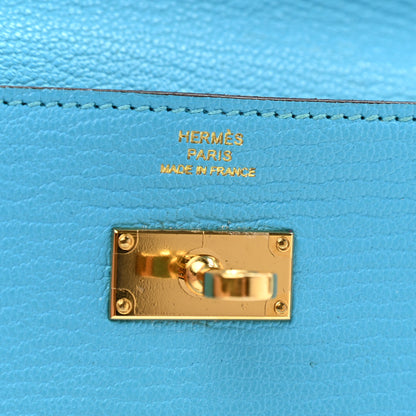 Hermes Chevre Mysore Kelly Longue Wallet Bleu Azteque 6 of 7