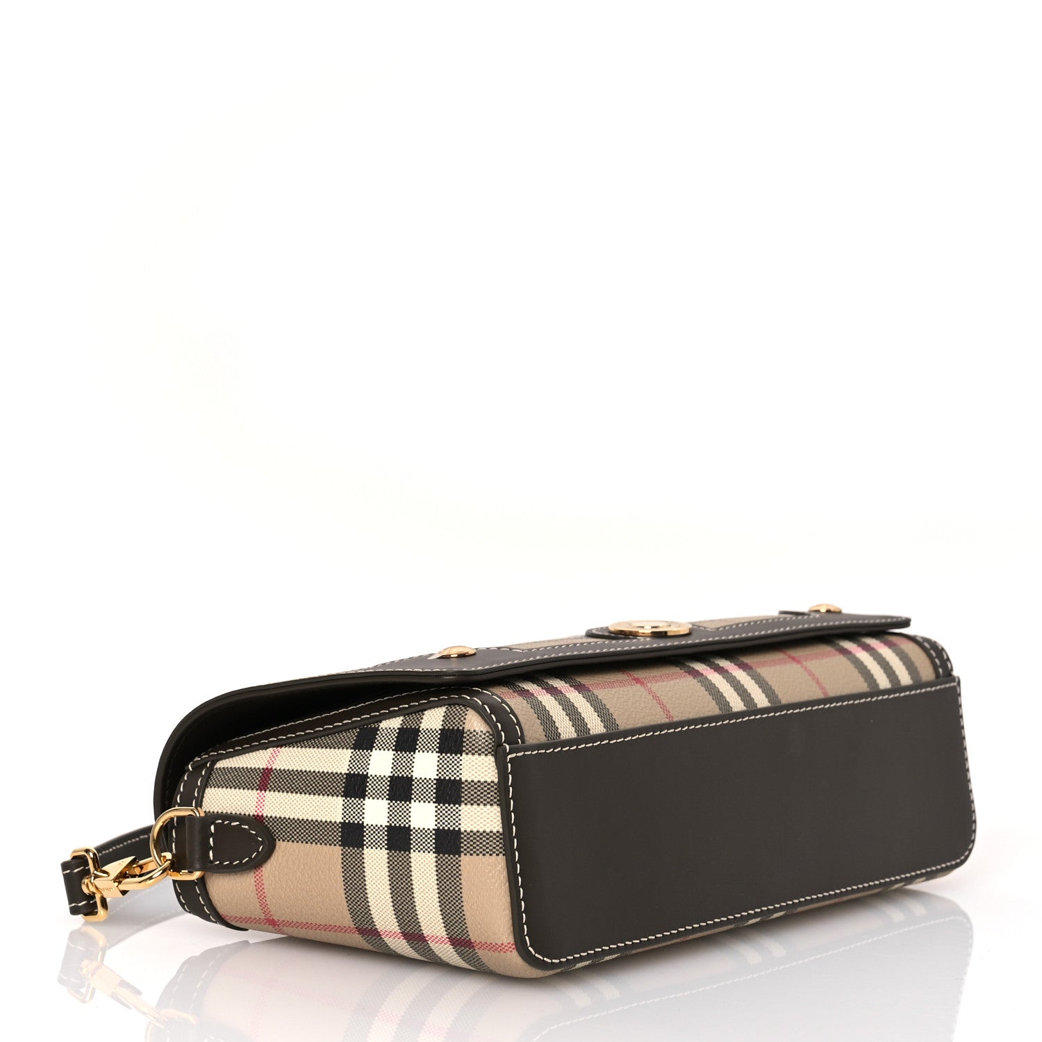 Burberry Coated Canvas Calfskin Vintage Check Small Note Crossbody Bag Military 4 of 11