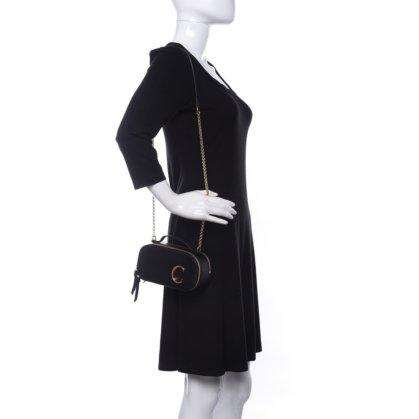 Calfskin Mini C Vanity Bag Black