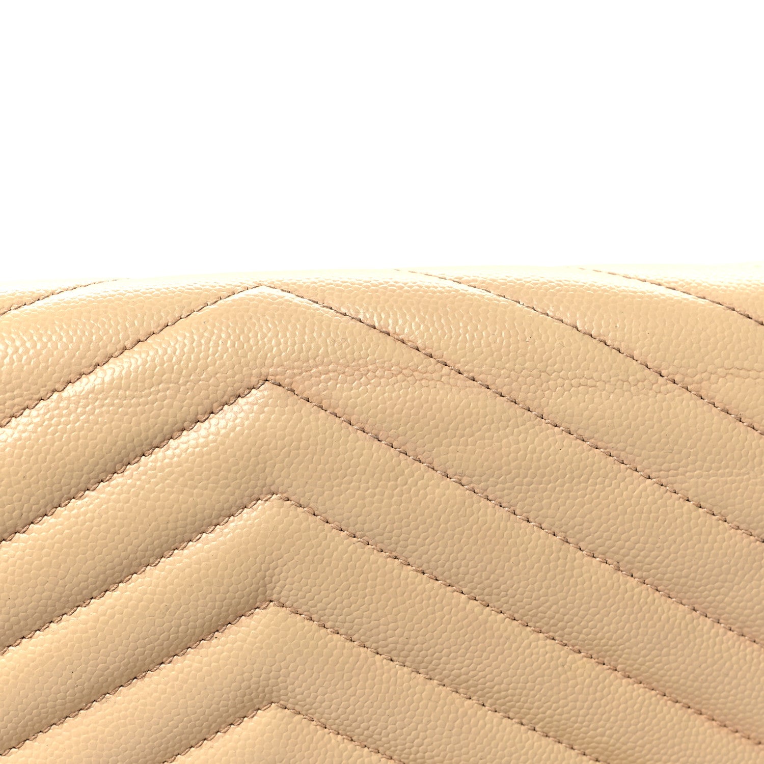 Saint Laurent Grain De Poudre Matelasse Chevron Monogram Chain Wallet Dark Beige 14 of 15