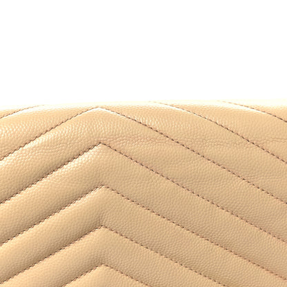 Saint Laurent Grain De Poudre Matelasse Chevron Monogram Chain Wallet Dark Beige 14 of 15