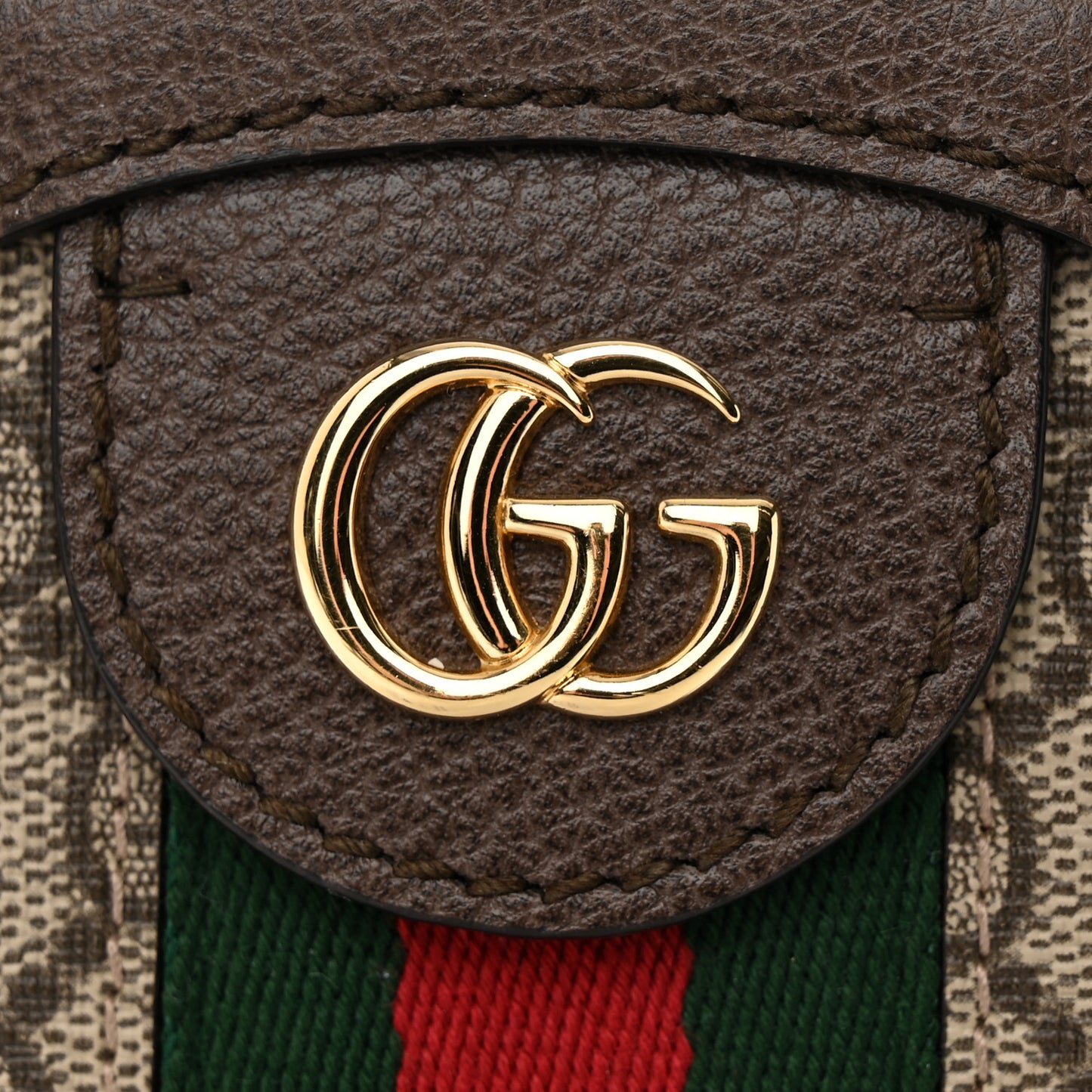 GG Supreme Monogram Web Mini Ophidia Round Shoulder Bag Brown