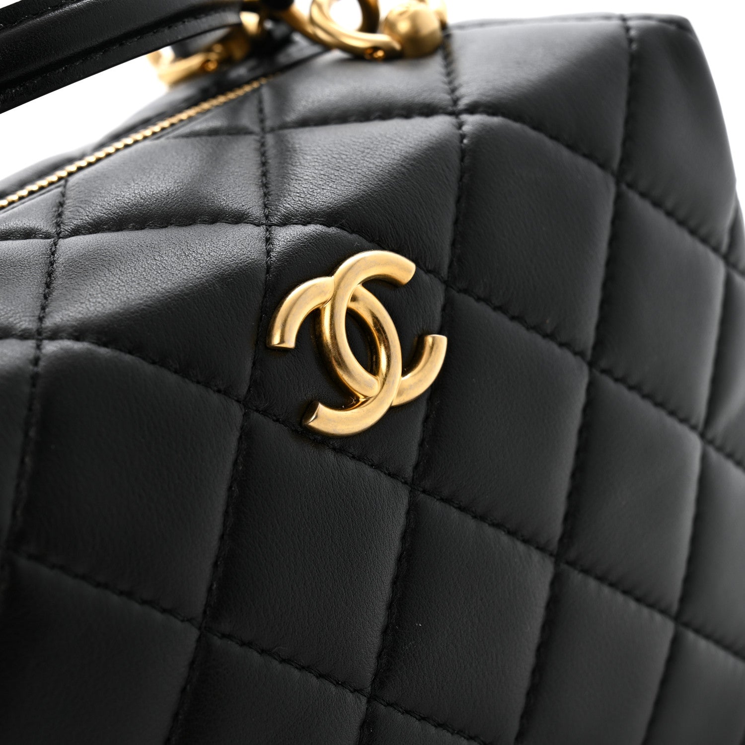 Chanel Lambskin Quilted CC Bowling Bag Black 11 of 14