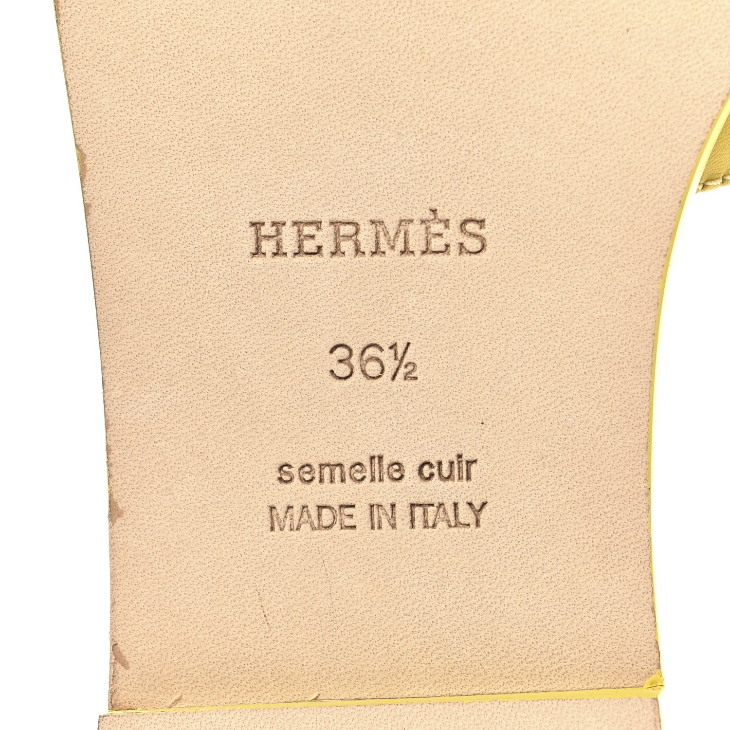 Hermes Box Calfskin Oran Sandals 36.5 Jaune Citron 8 of 10