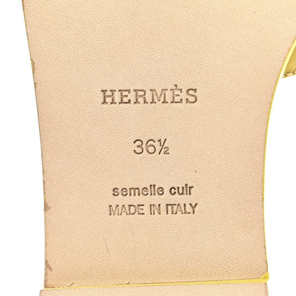Hermes Box Calfskin Oran Sandals 36.5 Jaune Citron 8 of 10
