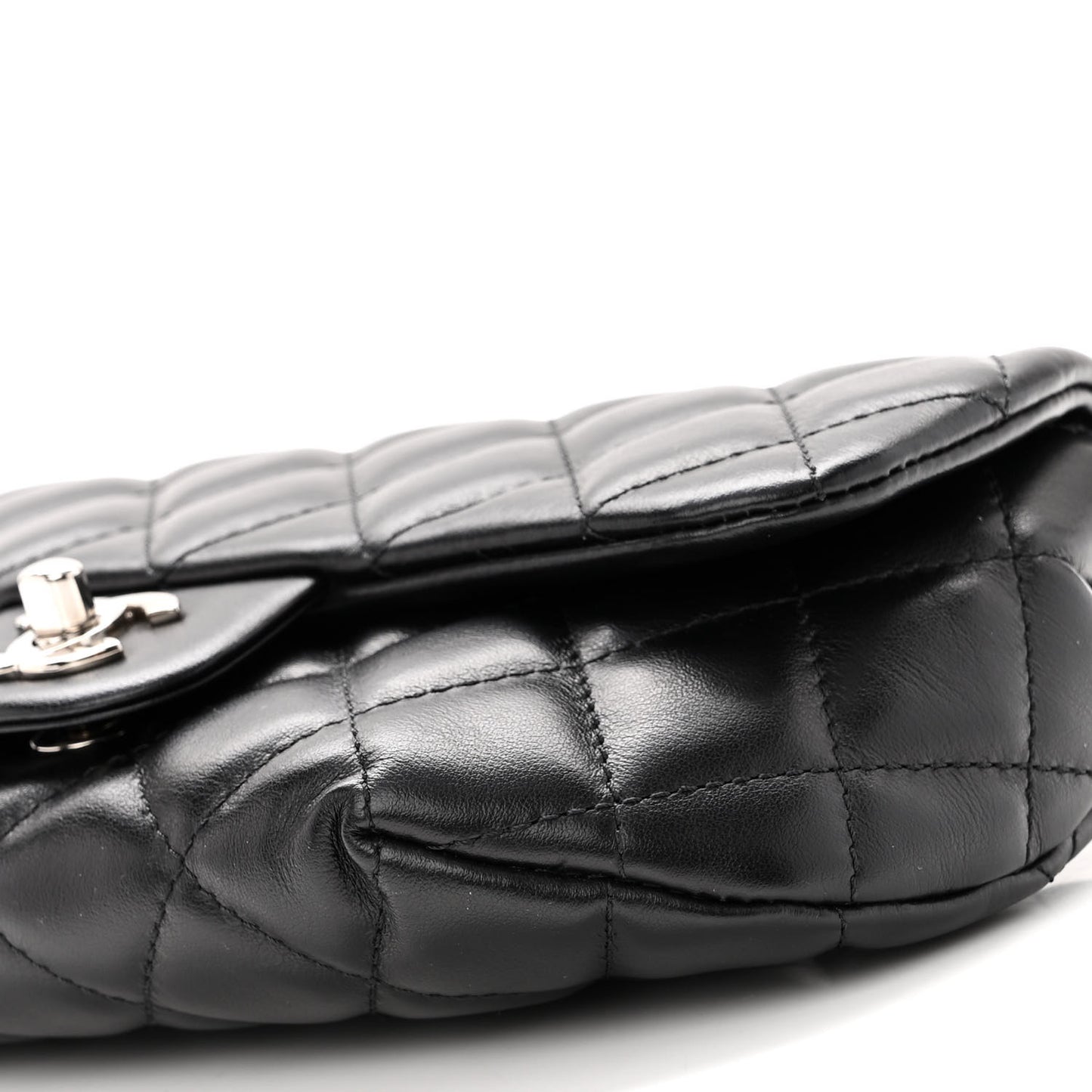Calfskin Quilted CC Uniform Flap Belt Bag Black