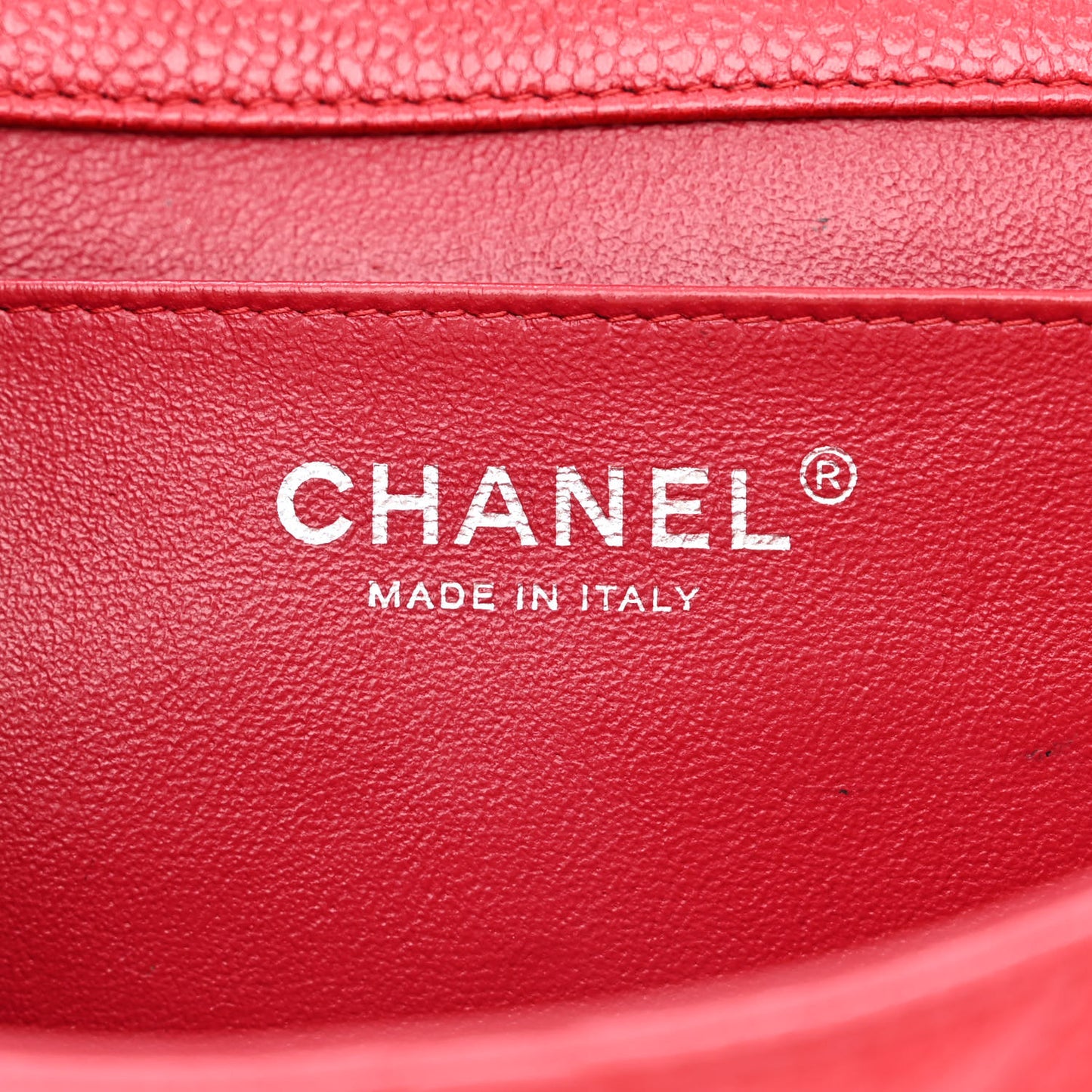 Caviar Quilted Clutch With Chain Flap Red