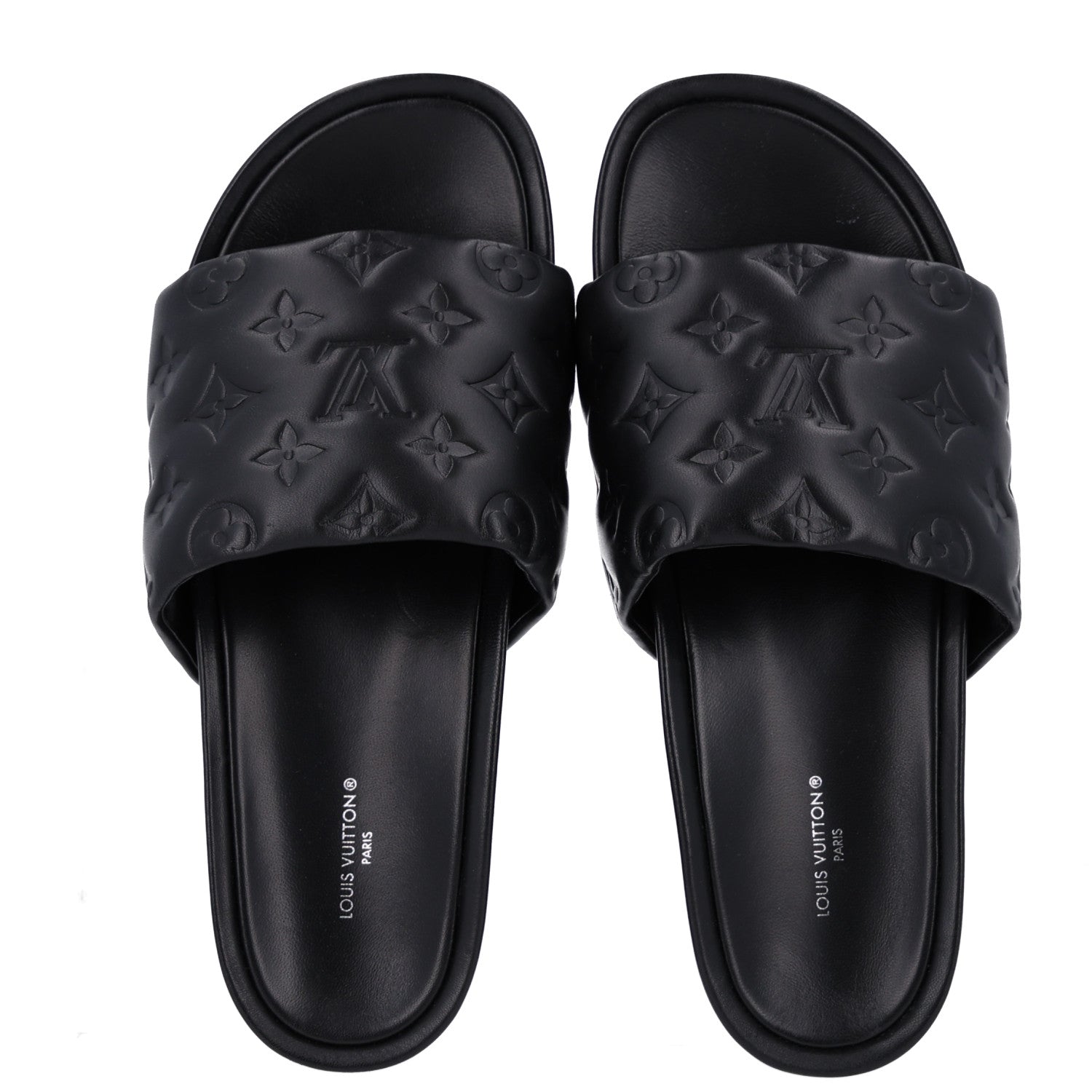 Louis Vuitton Lambskin Embossed Monogram Jumbo Flatform Mule Sandals 40 Black 2 of 10