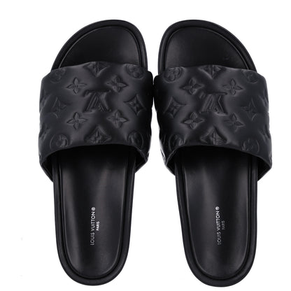 Louis Vuitton Lambskin Embossed Monogram Jumbo Flatform Mule Sandals 40 Black 2 of 10