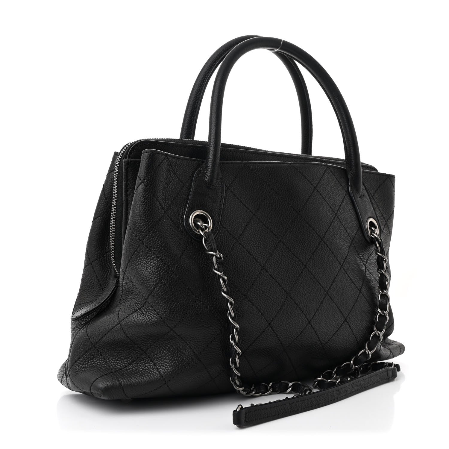 Chanel Grained Vegetal Calfskin Small Urban Shopping Tote Black 3 of 10