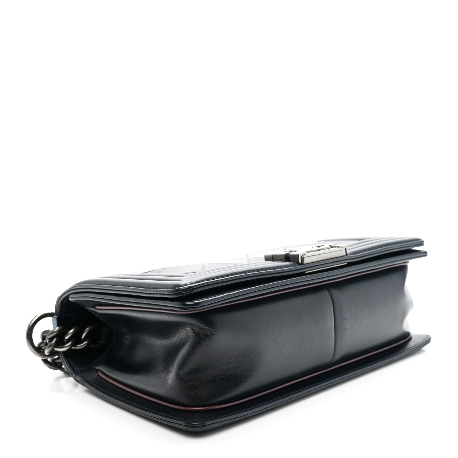 Chanel Calfskin Embossed Medium Paris Salzburg Boy Flap Navy 4 of 10
