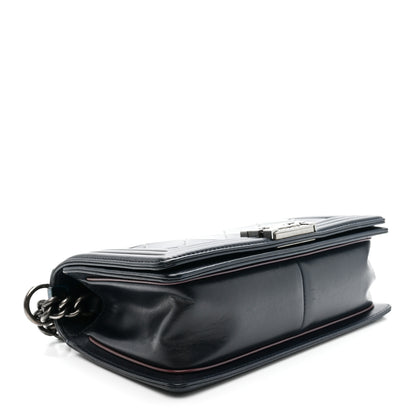 Chanel Calfskin Embossed Medium Paris Salzburg Boy Flap Navy 4 of 10