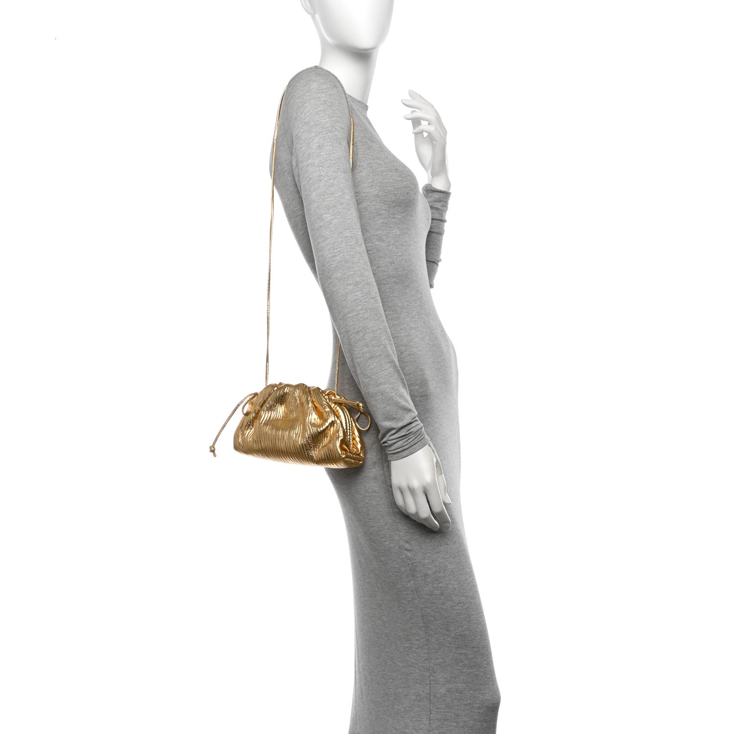 Bottega Veneta Metallic Bark Calfskin The Mini Pouch Gold 2 of 11