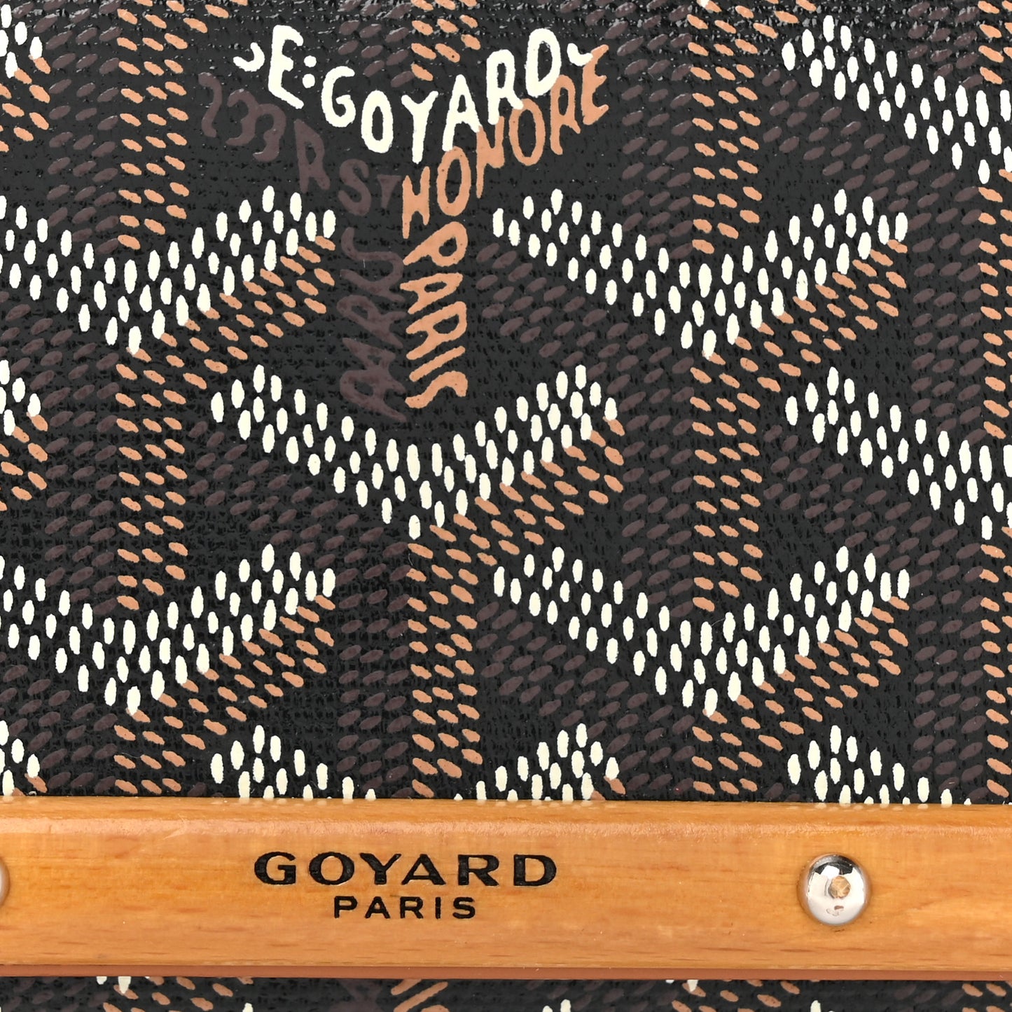 Goyardine Monte Carlo Bois Clutch With Strap Black Gold