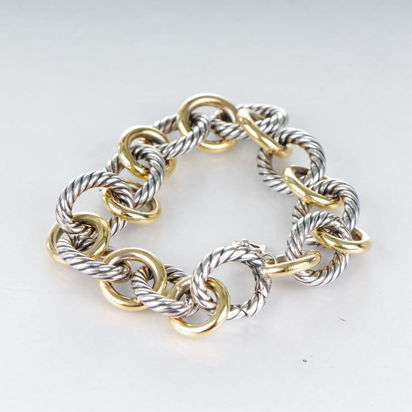 Sterling Silver 18K Yellow Gold 12mm Large Oval Link Bracelet