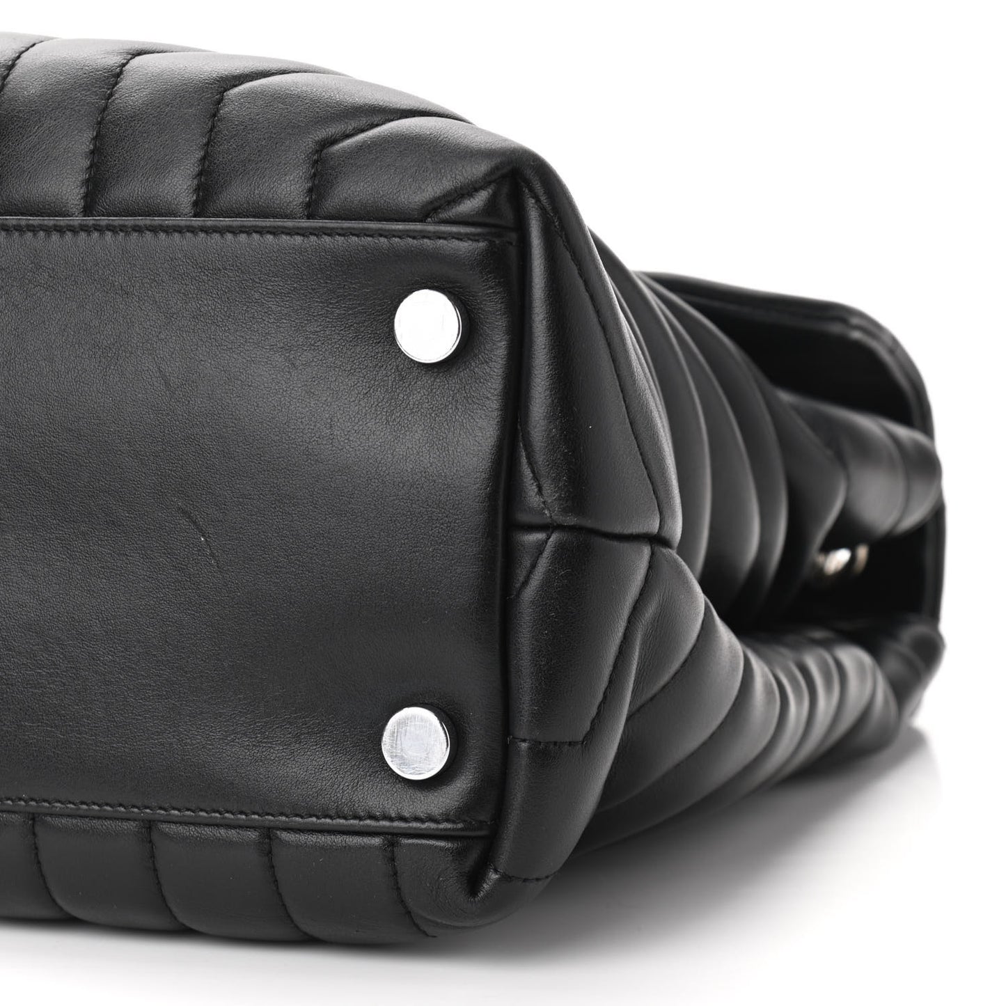 Calfskin Y Quilted Monogram Large Loulou Chain Satchel Black