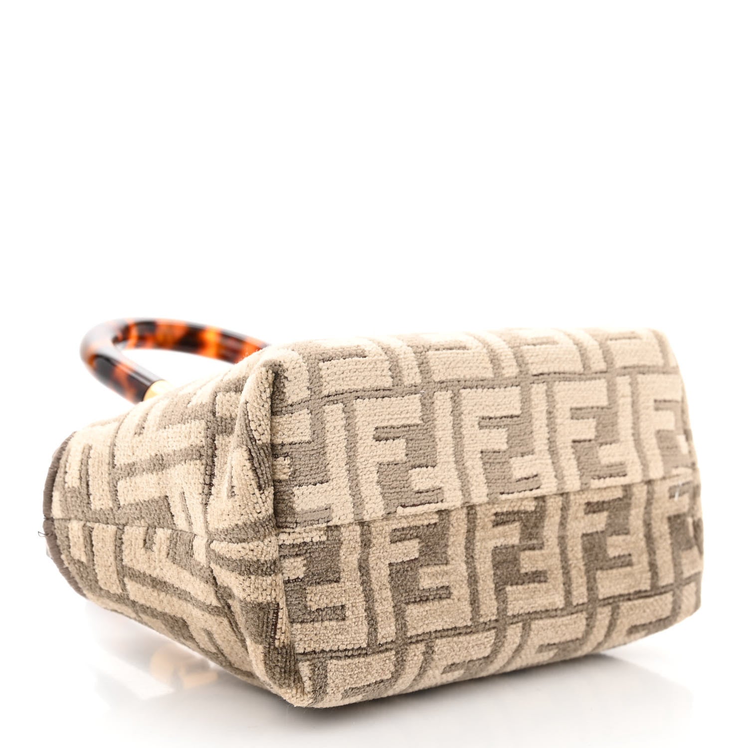 Fendi Chenille Vitello King Plexiglass FF Mini By The Way Top Handle Boston Bag Tortora Nuvola 4 of 11