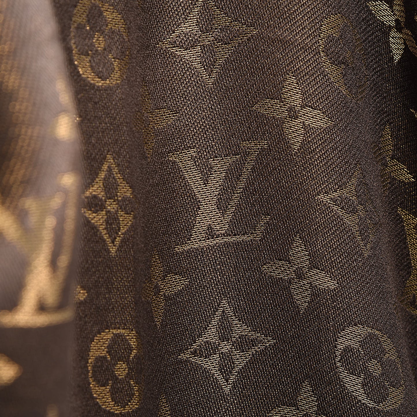 Silk Lurex Wool Monogram Shine Shawl Brown