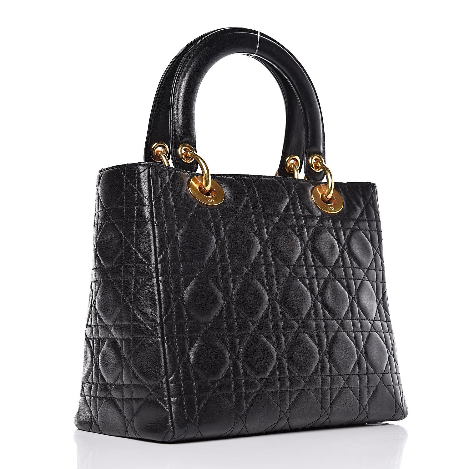 Christian Dior Lambskin Cannage Medium Lady Dior Black 3 of 10