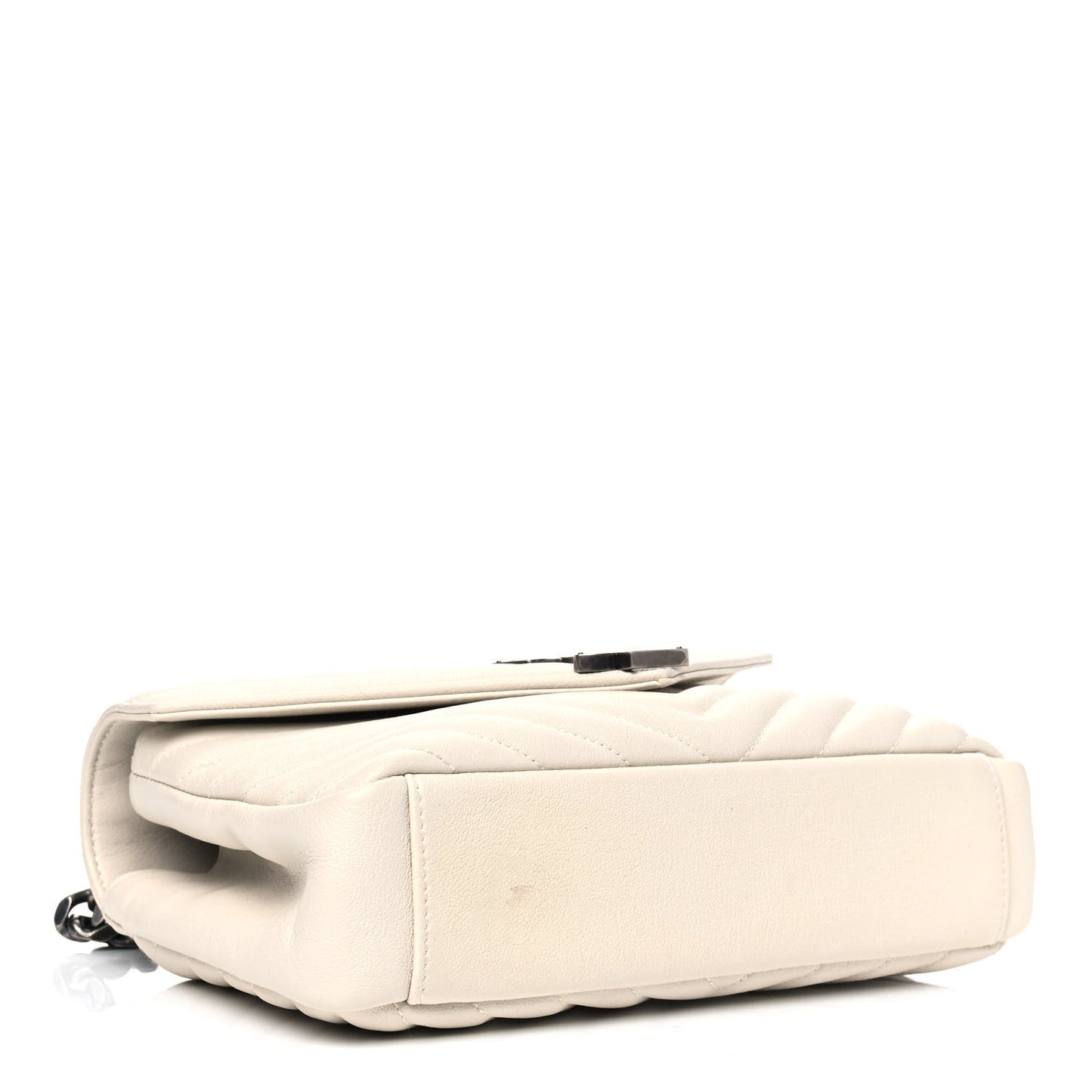 Sheepskin Matelasse Chevron Monogram Medium College Bag Dove White