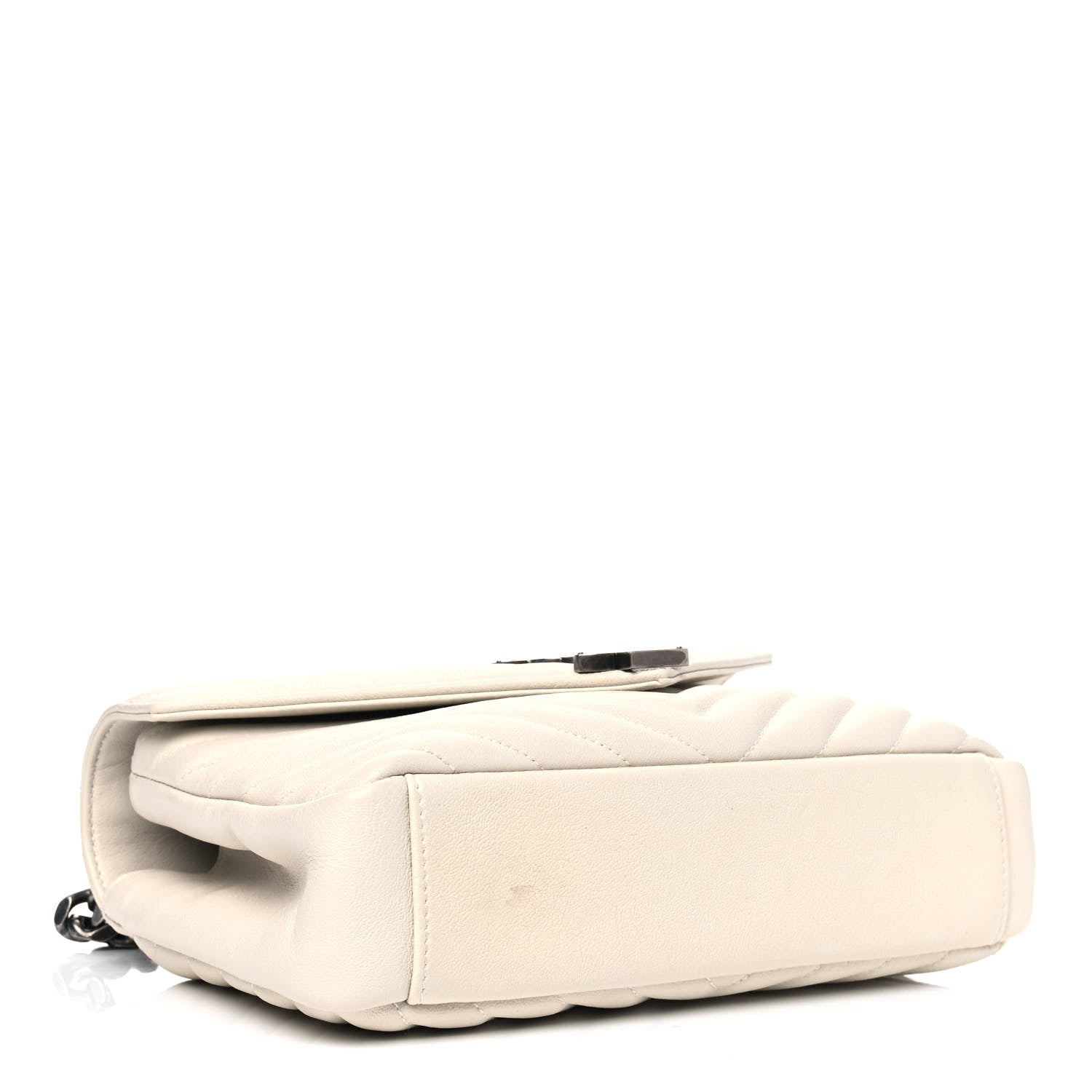 Saint Laurent Sheepskin Matelasse Chevron Monogram Medium College Bag Dove White 3 of 9
