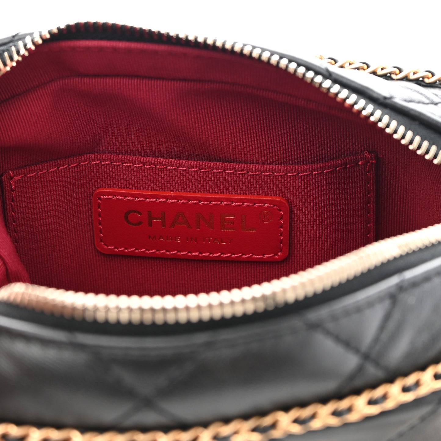 Lambskin Quilted Chain CC Mini Camera Case Black