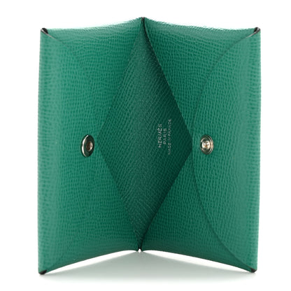 Hermes Epsom Calvi Card Case Vert Jade 5 of 9