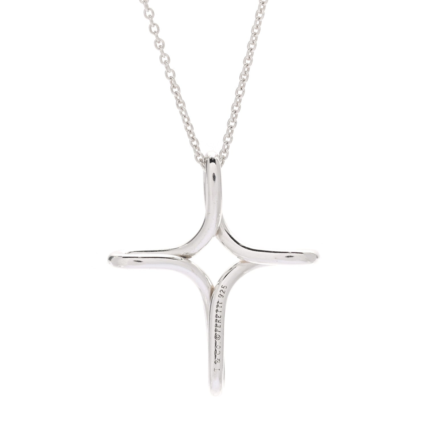 Tiffany Sterling Silver Elsa Peretti Infinity Cross Pendant Necklace 6 of 6