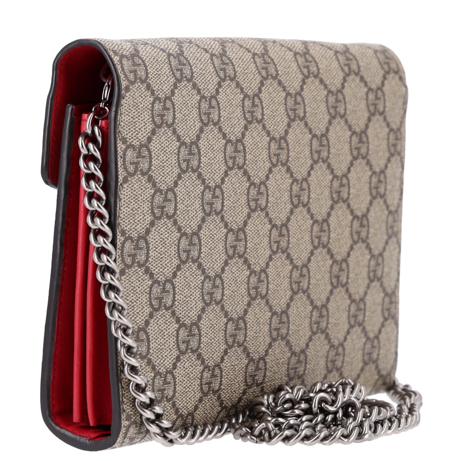 Gucci GG Supreme Monogram Mini Dionysus Chain Wallet Beige Vulcanic Red 3 of 10
