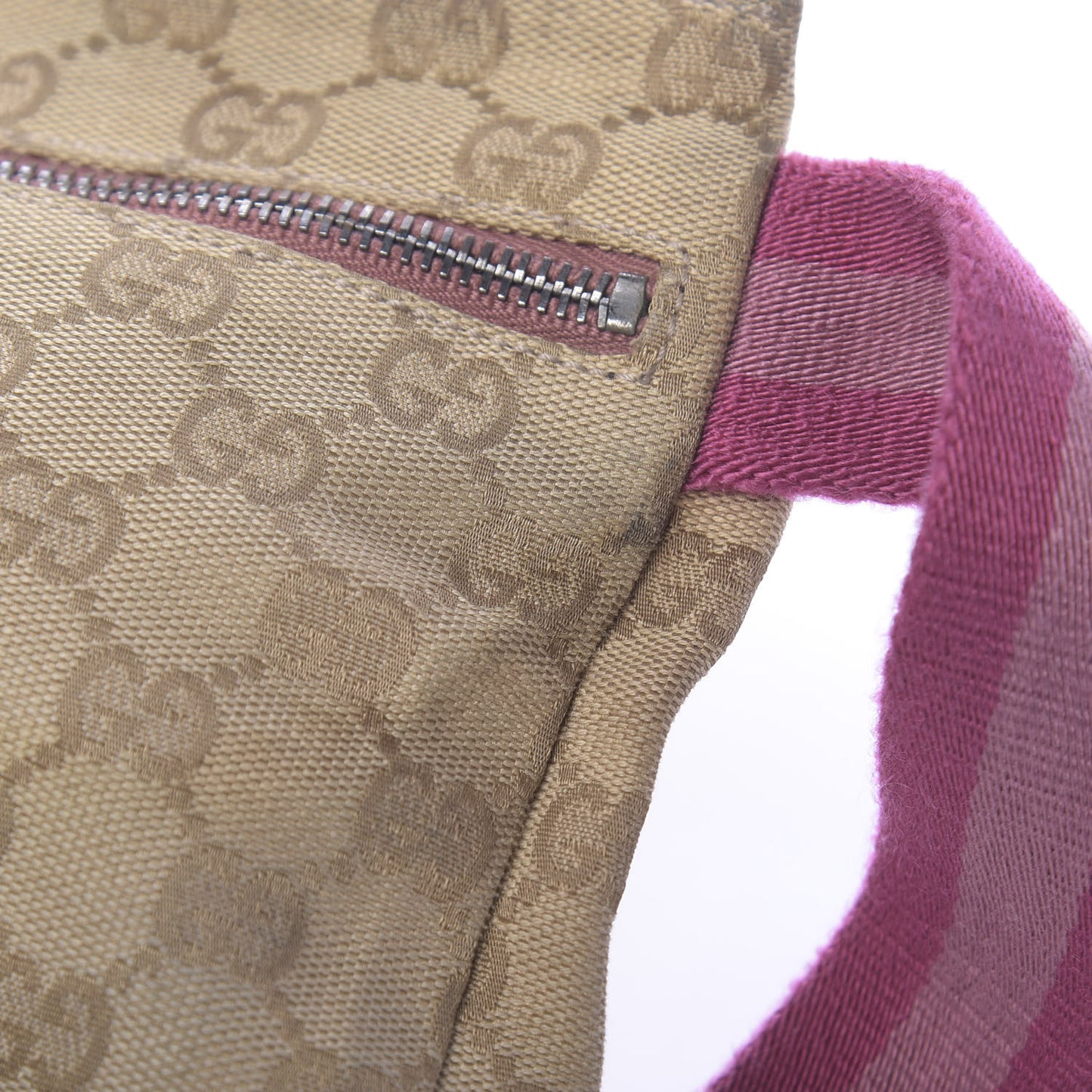 GG Monogram Web Double Pocket Belt Bag Pink