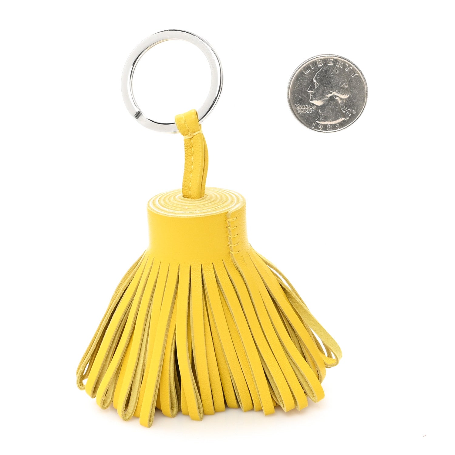 Hermes Lambskin Carmen Tassel Key Holder Jaune De Naples 2 of 4