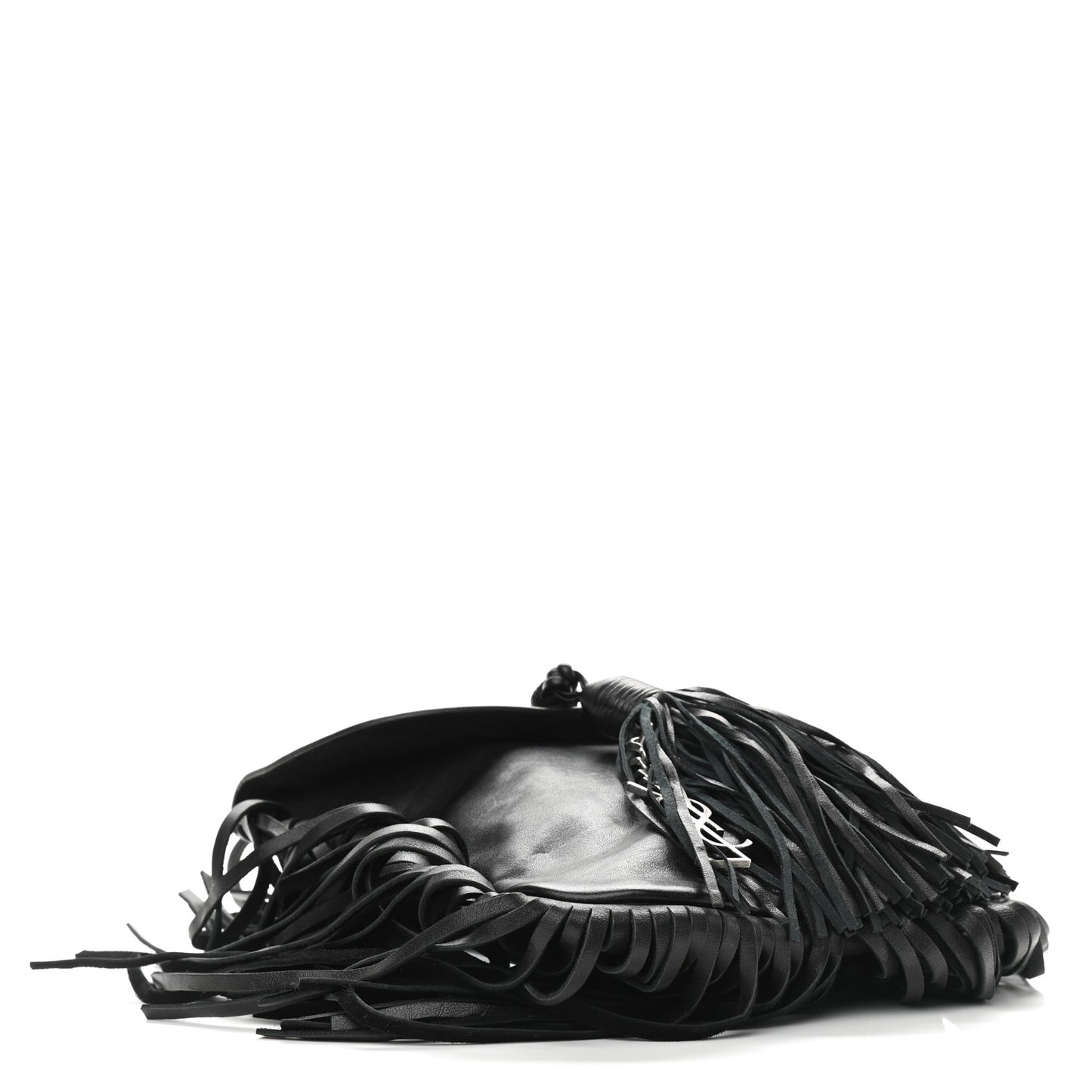 Lambskin Fringe Small Anita Crossbody Bag Black