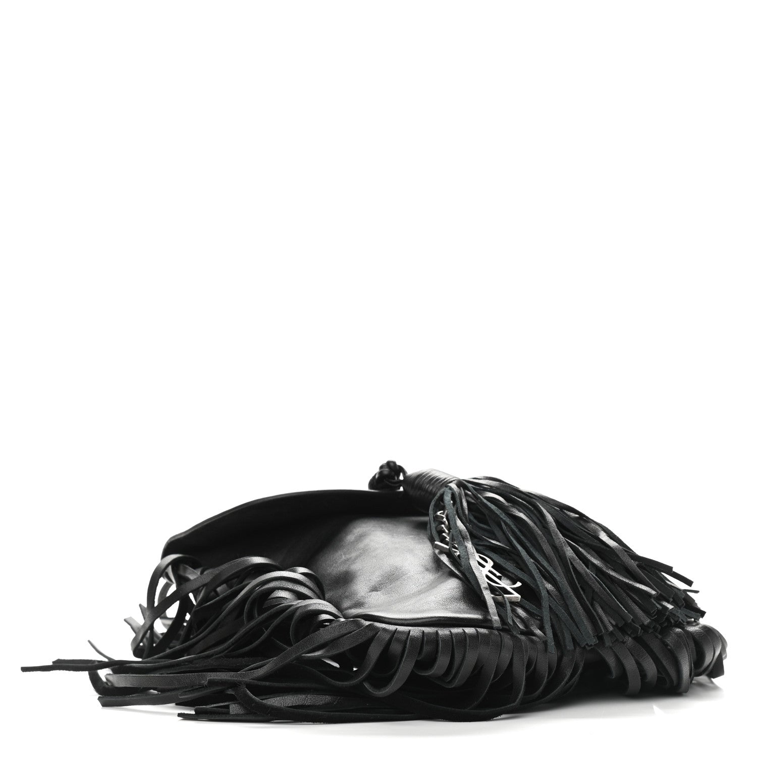Saint Laurent Lambskin Fringe Small Anita Crossbody Bag Black 3 of 9