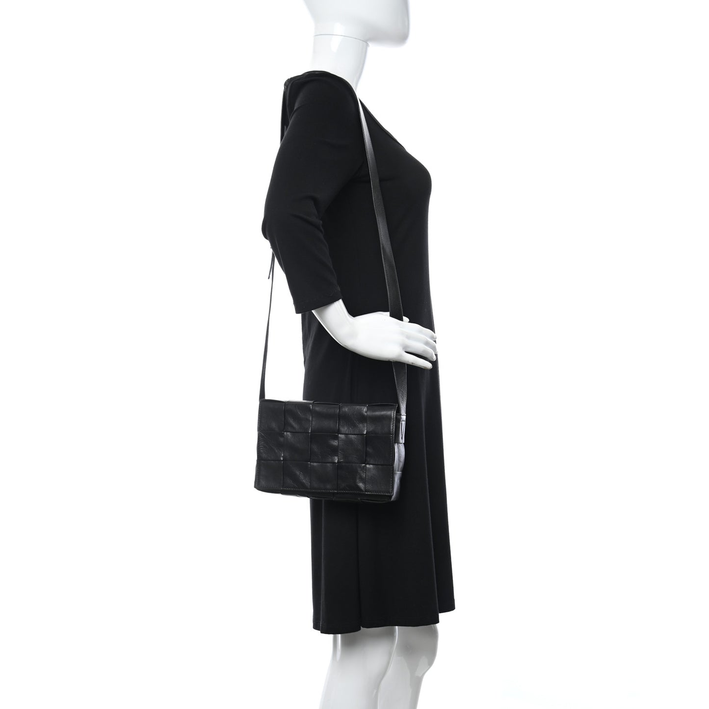 Paper Calfskin Maxi Intreccio Cassette Crossbody Bag Black