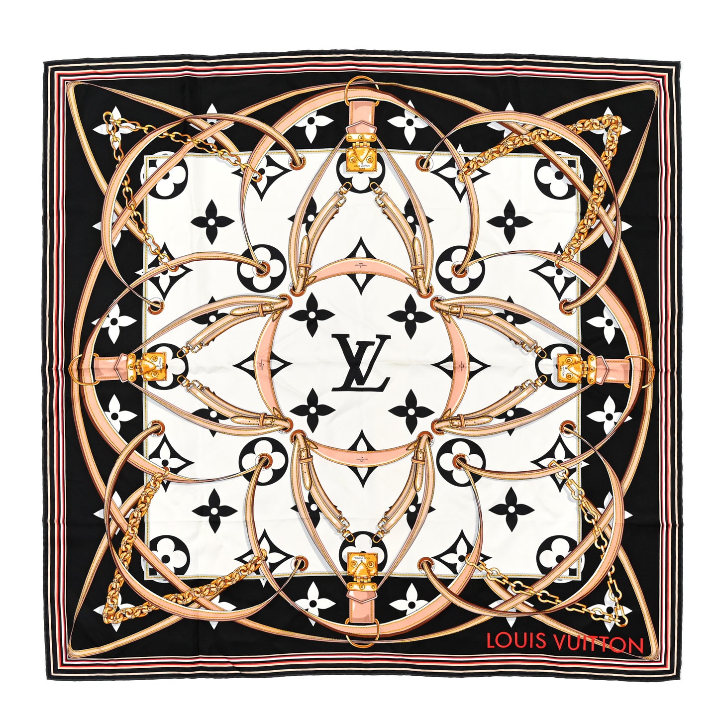 Silk Monogram Ultimate Square 90 Scarf Black