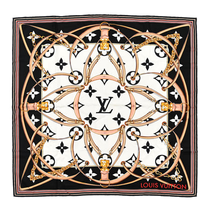Louis Vuitton Silk Monogram Ultimate Square 90 Scarf Black 1 of 4