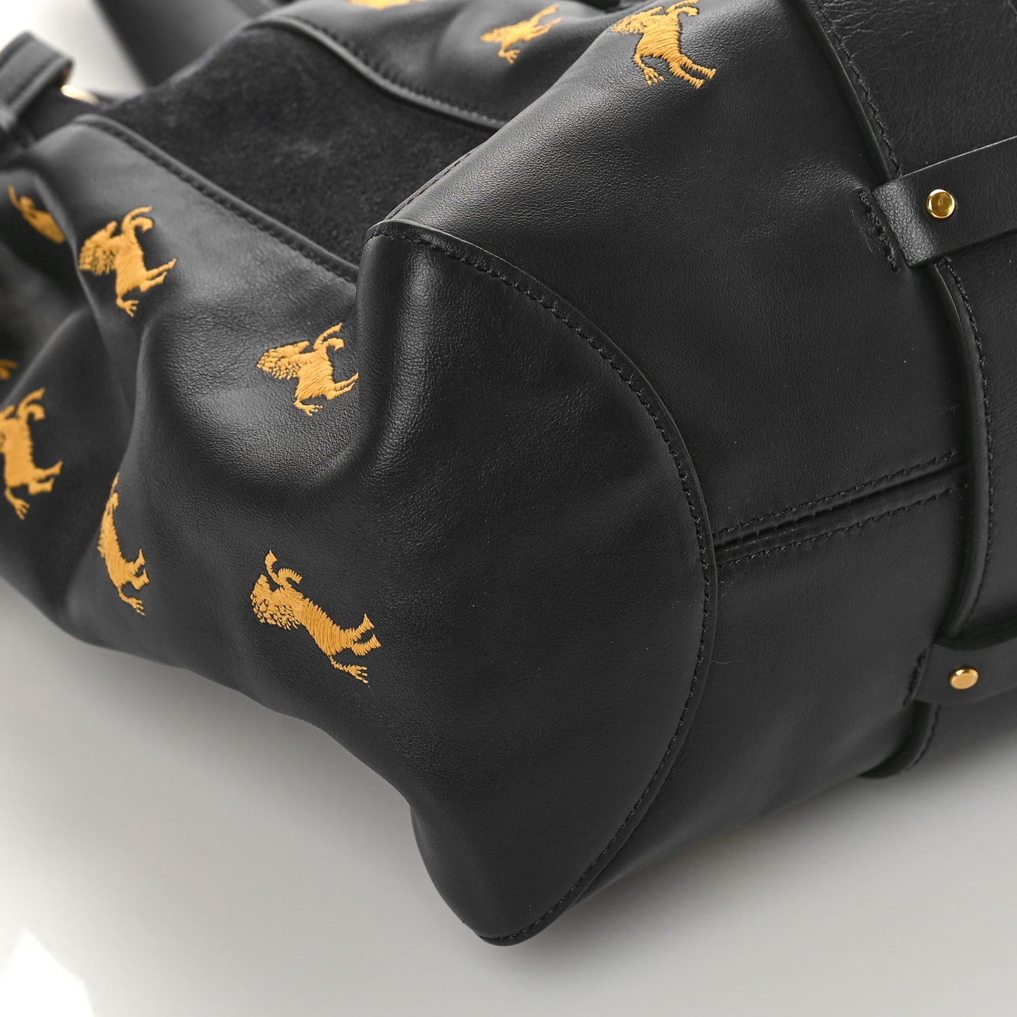 Smooth Calfskin Little Horses Embroidered Tao Zipped Tote Full Blue
