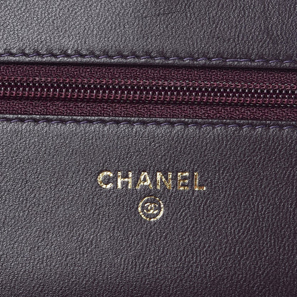 Chanel Lambskin Quilted Boy Wallet On Chain WOC Dark Purple 6 of 11